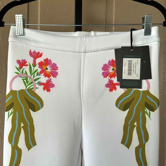 Floral Bonded Stretch Flare Pants - White Multi - Picture 6 of 8